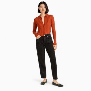 J Crew 28x26 Peggy High-rise tapered jean 0113 washed black cropped